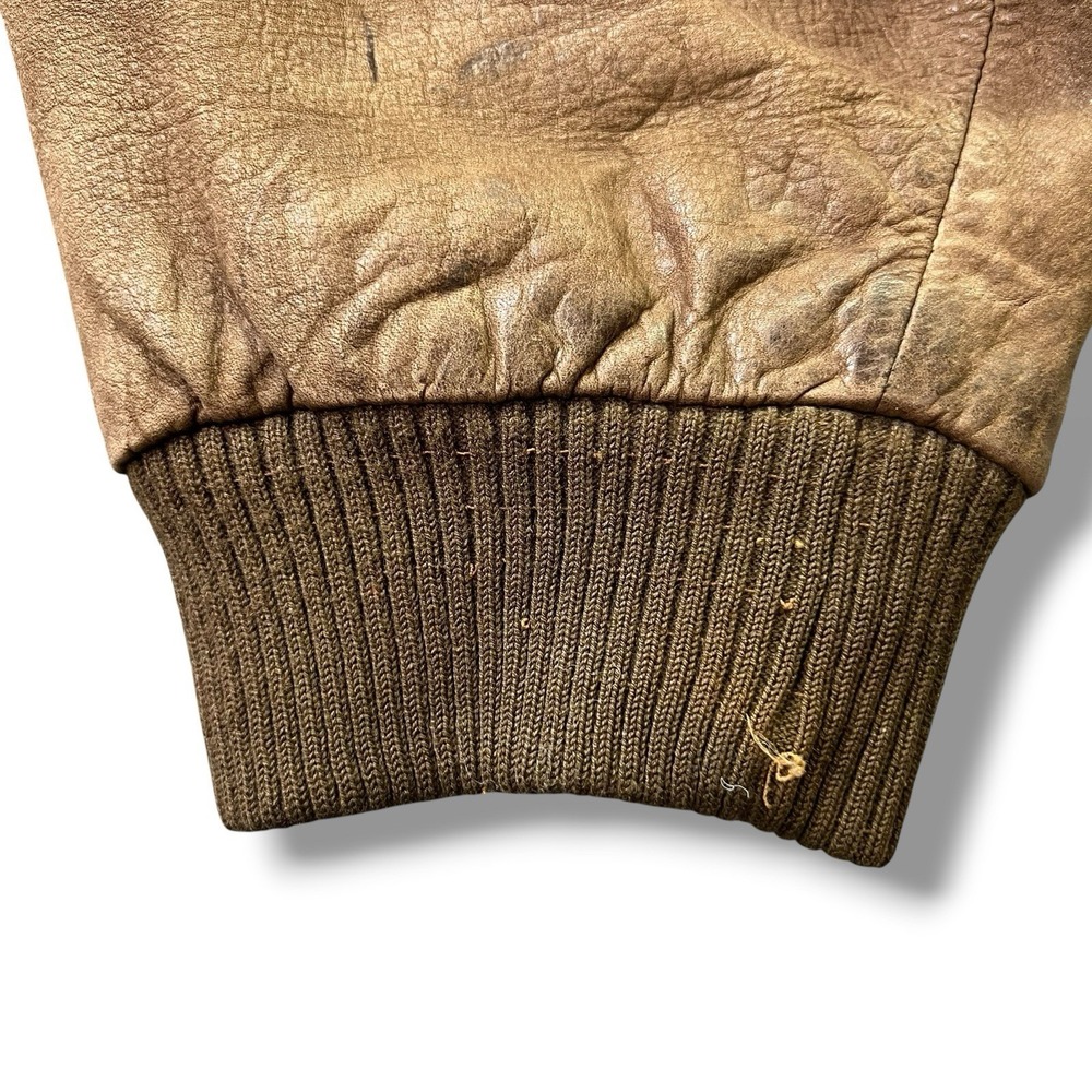 Vintage Wilsons Adventure Bound Distressed Brown Leather Bomber Jacket Men's S - Picture 10 of 13